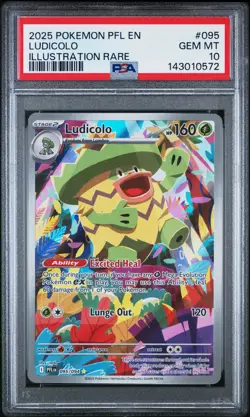 2025 Pokemon Pfl En-Phantasmal Flames #095 Ludicolo Illustration Rare PSA 10 - Image 1