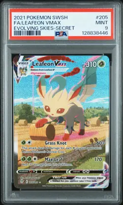 2021 POKEMON SWORD & SHIELD EVOLVING SKIES SECRET FULL ART/LEAFEON VMAX PSA 9 - Image 1