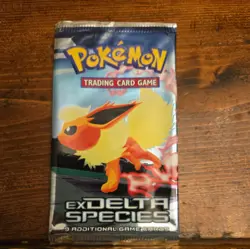Pokemon EX Delta Species Booster Pack Wrapper EMPTY Opened - Flareon Artwork - Image 1