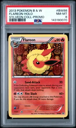 2013 POKEMON BLACK & WHITE PROMO SYLVEON COLLECTION #BW88 FLAREON-HOLO PSA 8 - Image 1