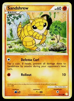 Sandshrew 79/123 Common HeartGold & SoulSilver Pokemon Moderately Played - Image 1