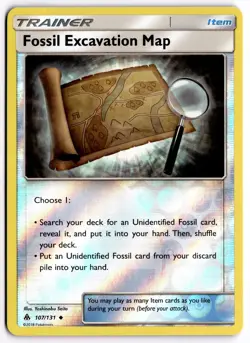 Pokemon TCG Fossil Excavation Map 107/131 Sm-Forbidden Light Reverse Holo - Image 1