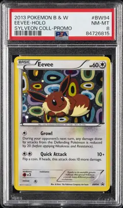 2013 POKEMON BLACK & WHITE PROMO SYLVEON COLLECTION #BW94 EEVEE-HOLO PSA 8 - Image 1