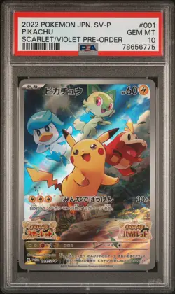 Pikachu 001/SV-P PSA 10 2022 Scarlet & Violet Pre-order Sv Promo Pokemon Japanes - Image 1