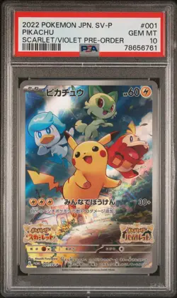 Pikachu 001/SV-P PSA 10 2022 Scarlet & Violet Pre-order Sv Promo Pokemon Japanes - Image 1