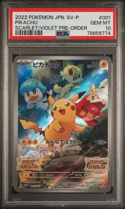 Pikachu 001/SV-P PSA 10 2022 Scarlet & Violet Pre-order Sv Promo Pokemon Japanes - Image 1