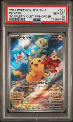 Pikachu 001/SV-P PSA 10 2022 Scarlet & Violet Pre-order Sv Promo Pokemon Japanes - Image 1