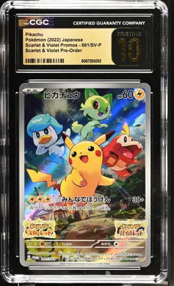 Pikachu 001/SV-P CGC 10 Pristine 2022 Scarlet & Violet Pre-order Pokemon - Image 1