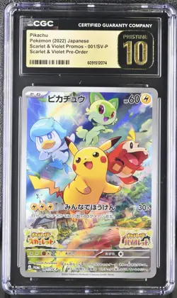 Pikachu 001/SV-P CGC 10 Pristine 2022 Scarlet & Violet Pre-order Pokemon - Image 1