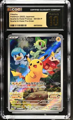 Pikachu 001/SV-P CGC 10 Pristine 2022 Scarlet & Violet Pre-order Pokemon - Image 1