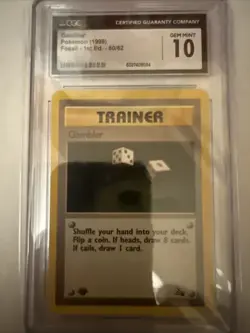 1999 POKEMON FOSSIL 1ST EDITION #60/62 GAMBLER CGC 10 GEM MINT - Image 2