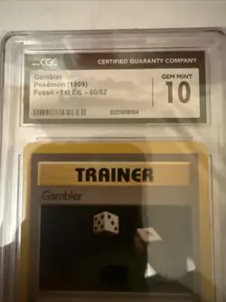 1999 POKEMON FOSSIL 1ST EDITION #60/62 GAMBLER CGC 10 GEM MINT - Image 3