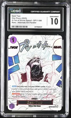 Gear Two OP11-080 CGC 10 Gem Mint 2025 Alternate Art Parallel Speed One Piece En - Image 1