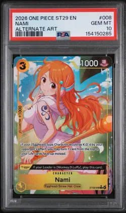 2026 One Piece English Nami ST29-008 Alt Art PSA 10 - Image 1