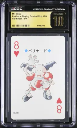 Mr. Mime 8 CGC 10 Pristine 1999 Gold Poker Deck Pokemon Playing Card Japanese - Image 1