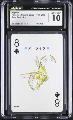 Scyther 8Y CGC 10 Gem Mint 1999 Gold Poker Deck Pokemon Playing Card Japanese - Image 1