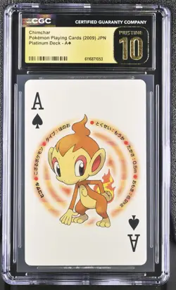 Chimchar A CGC 10 Pristine 2009 Poker Platinum Deck Pokemon Playing Card Japanes - Image 1