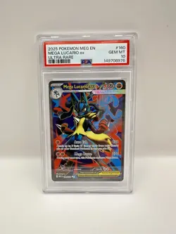 Mega Lucario EX 160/132 PSA 10 Ultra Rare Me01 Holo 340 HP Pokemon - Image 1