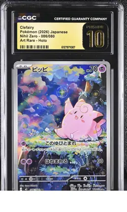 Clefairy 086/080 CGC 10 Pristine 2026 Art Rare Holo Nihil Zero Pokemon Japanese - Image 1