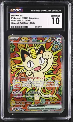 Meowth EX 114/080 CGC 10 Gem Mint 2026 Special Art Rare Holo Nihil Zero Pokemon - Image 1