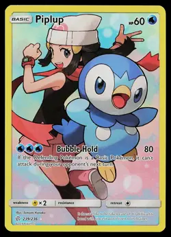 Pokemon Card - Piplup Cosmic Eclipse 239/236 Secret Rare 2019 - Image 1