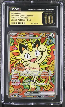 Meowth EX 114/080 CGC 10 Pristine 2026 Special Art Rare Holo Nihil Zero Pokemon - Image 1