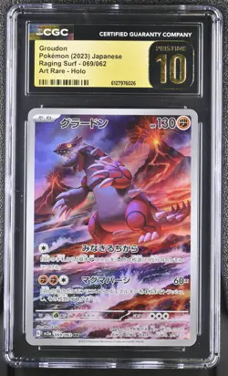 Groudon 069/062 CGC 10 Pristine 2023 Art Rare Holo Raging Surf Pokemon Japanese - Image 1