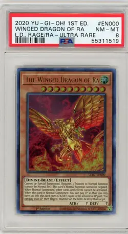 Yugioh Rage of Ra - The Winged Dragon of Ra EN000 - 1st Edition Ultra Rare PSA 8 - Image 1