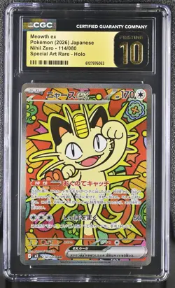 Meowth EX 114/080 CGC 10 Pristine 2026 Special Art Rare Holo Nihil Zero Pokemon - Image 1