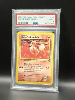 PSA 9 Blaine’s Growlithe 62/132 2000 Gym Heroes Pokemon TCG MINT - Image 1