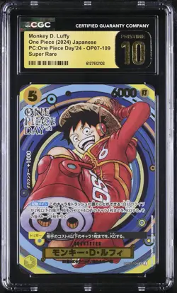 Monkey D. Luffy OP07-109 CGC 10 Pristine 2024 Pc:one Piece Day'24 One Piece Japa - Image 1