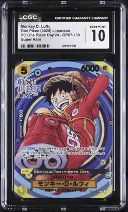 Monkey D. Luffy OP07-109 CGC 10 Gem Mint 2024 Pc:one Piece Day'24 One Piece Japa - Image 1