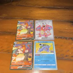 Pokemon TCG 4-Card Lot Charizard VSTAR Lance's Charizard V Radiant Blastoise - Image 2