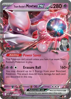 Team Rocket's Mewtwo ex 079/217 Holo NM Pokemon Card Ascended Heroes - Image 1