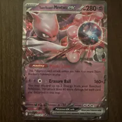 Team Rocket's Mewtwo ex 079/217 Holo NM Pokemon Card ME Ascended Heroes - Image 1