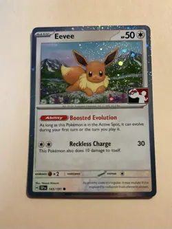 Pokemon TCG Eevee 143/191 Prize Pack Series Holo Stamped Card Basic 50 HP - Image 1