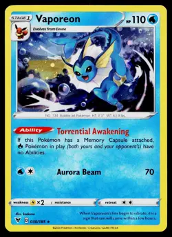 Vaporeon 030/185 Cosmo Holo Promo Pokemon Near Mint - Image 1