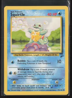 Squirtle 93/130 Common Base Set 2 Pokemon Lightly Played - Image 1