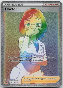 DOCTOR 214/198 RAINBOW RARE CHILLING REIGN POKEMON NM/M - Image 1