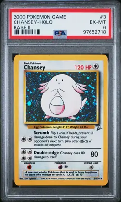 2000 Pokemon Base Set II Chansey Holo #3 PSA 6 Rare - Image 1