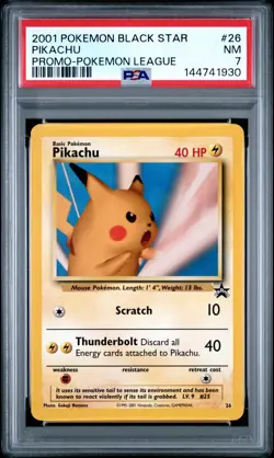 2001 Pokemon WOTC Black Star Promos Pokemon League Pikachu PSA 7 Near Mint #26 - Image 1