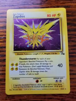 Zapdos 15/62 Fossil Thunderstorm Deck Exclusive Cosmos Holo Rare Pokemon - Image 1