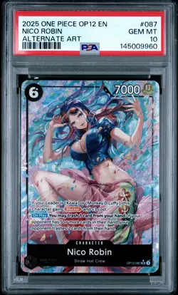 2025 ONE PIECE OP12-LEGACY OF THE MASTER ALTERNATE ART #087 NICO ROBIN PSA 10 - Image 1