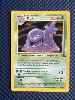 Muk 13/62 Holo Rare Pokemon Card Unlimited Edition Fossil Set 1999 WOTC - MP - Image 1