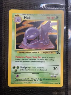 Pokemon TCG Muk Fossil Holo Rare Card 13/62 LP/MP Condition, WOTC Vintage 1999 - Image 1