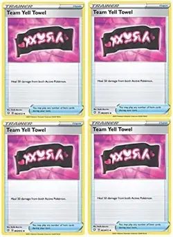 X4 PLAYSET Team Yell Towel 063/072 - Shining Fates - Pokemon x4 Item Card Set - - Image 1