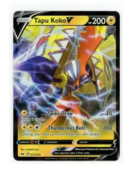 2020 Tapu Koko V 72/202 Sword & Shield Pokemon Card NM - Image 1