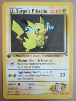 Lt. Surge's Pikachu - 81/132 - 1st Edition WOTC TCG—Gym Heroes Pokemon Card - Image 1