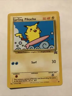 Surfing Pikachu # 28 Black Star Promo WOTC Rare Pokemon Card - Image 1