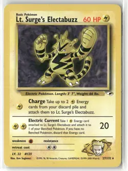 Pokemon Lt. Surge's Electabuzz (27) 027/132 Unlimited Gym Heroes Rare - Image 1